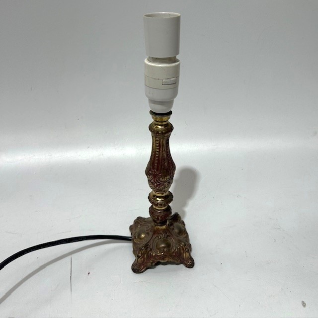 LAMP, Base (Table) - Gold w Maroon Wash 