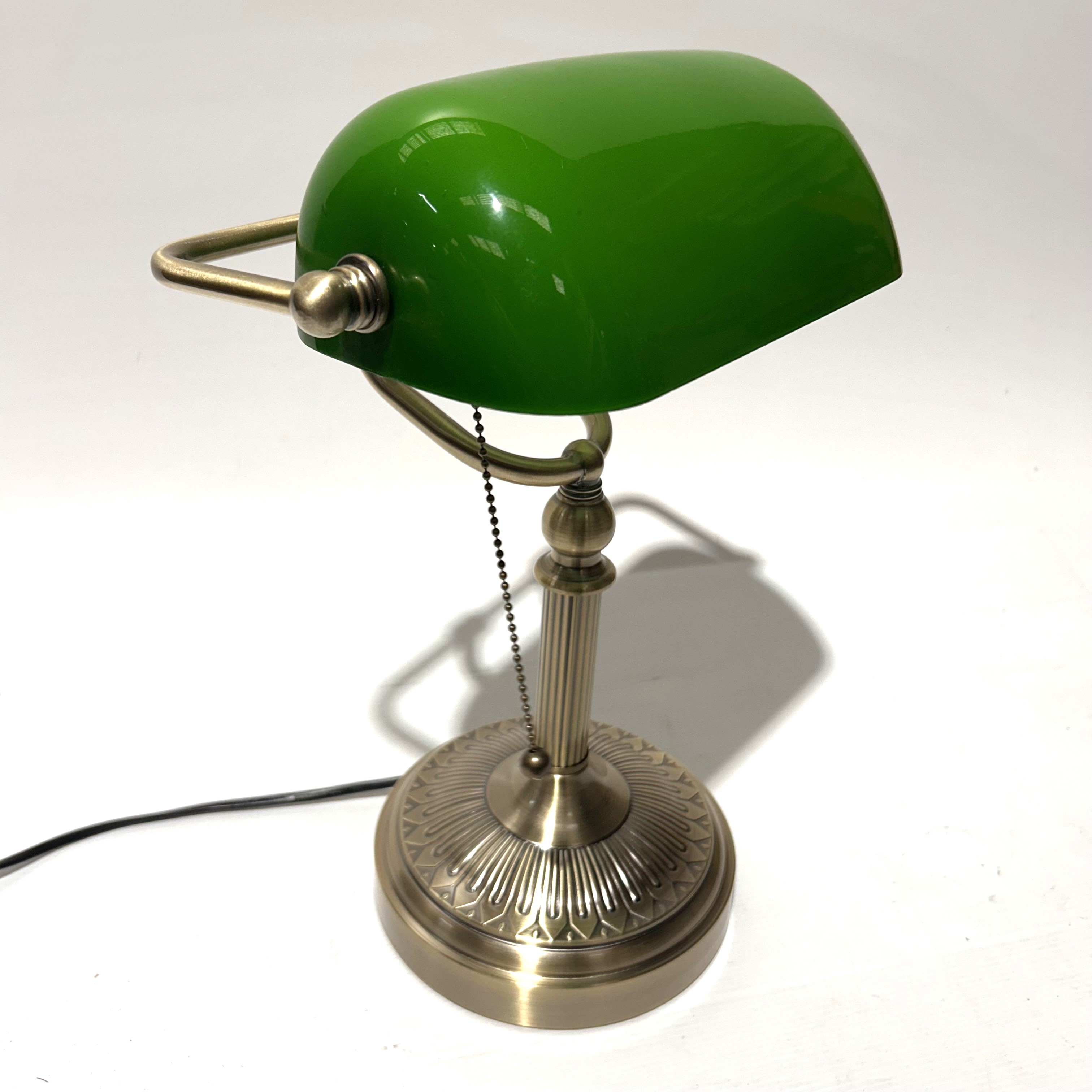 LAMP, Table Lamp - Bankers Lamp Green Glass 