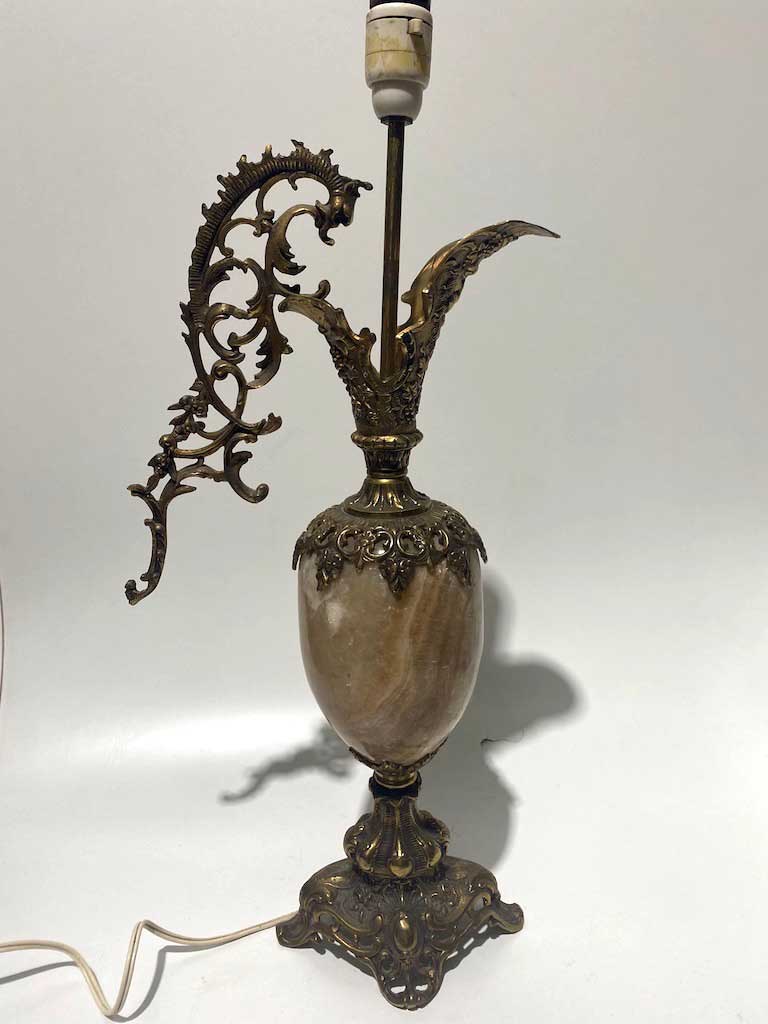 LAMP, Table Lamp - Brass and Marble Ornate Urn - 60cmH