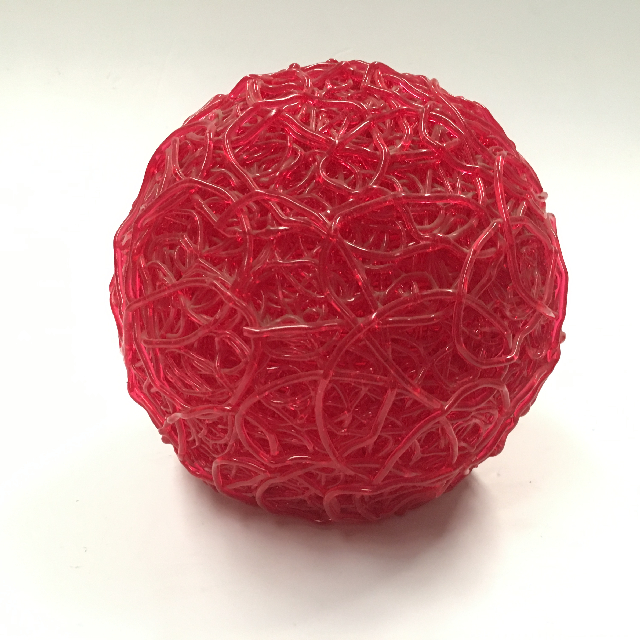 LAMPSHADE, Hanging 1970s Red Spaghetti