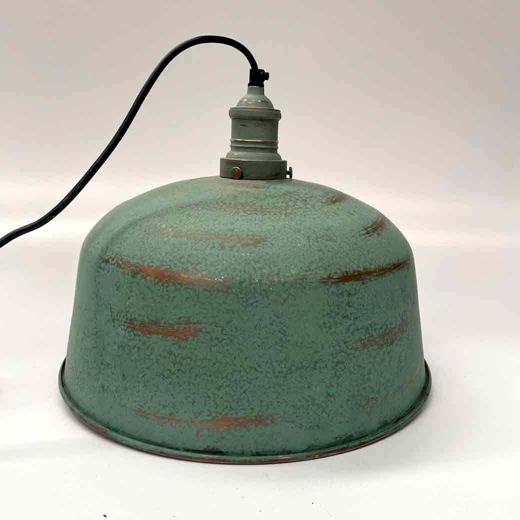 LAMPSHADE, Hanging Light -  Industrial Style Pendant Green / Copper Underside 35cmD (Style 1)