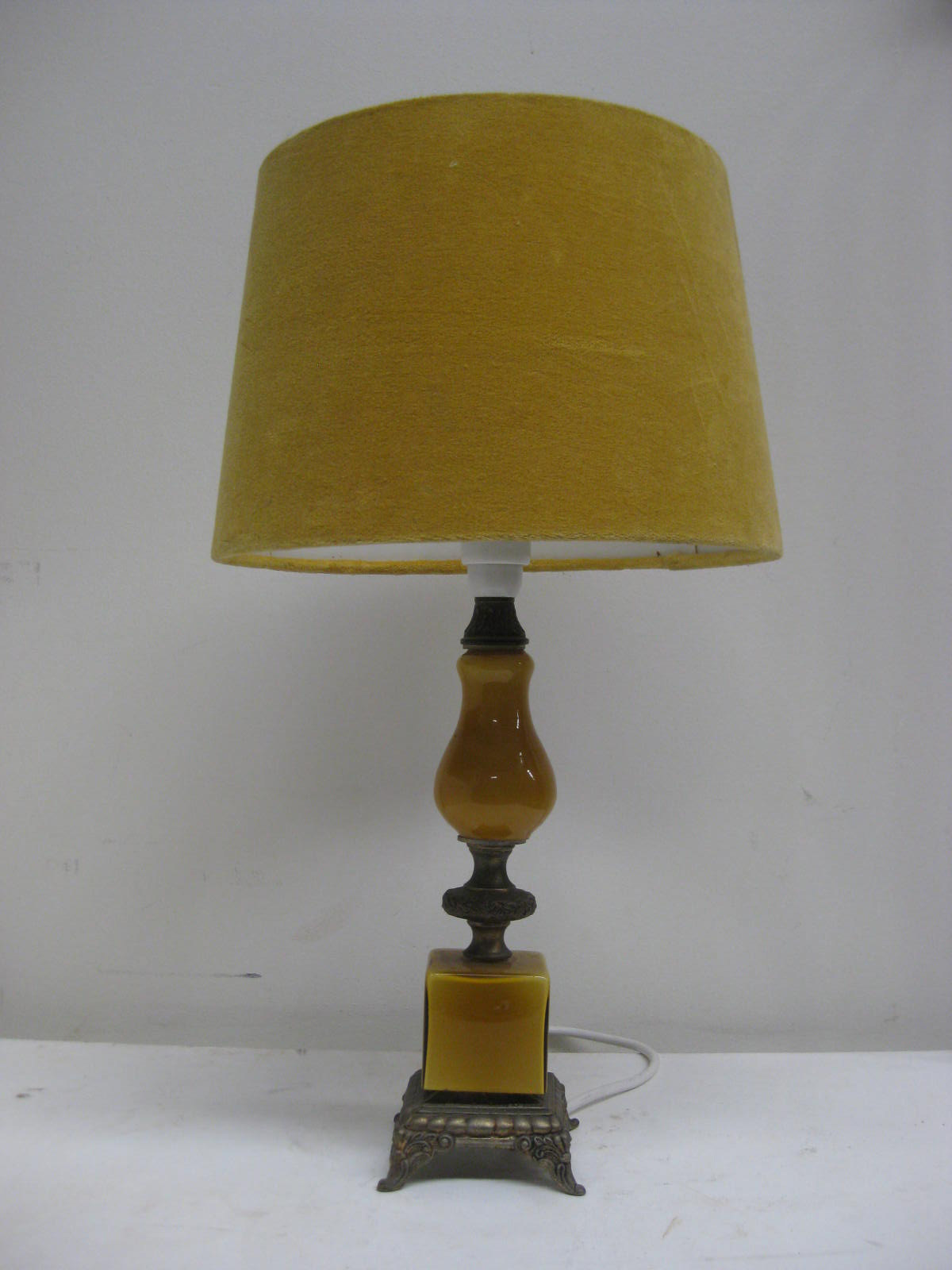 LAMP, Table Lamp - Brass Base w Velvet Shade