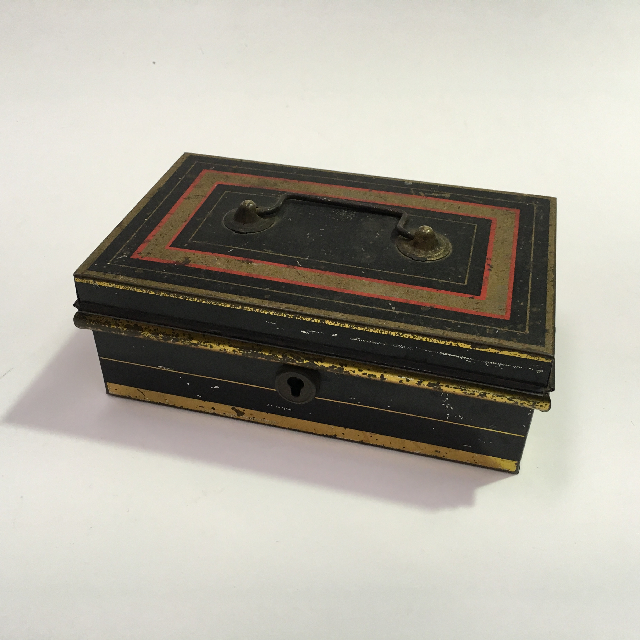 CASH BOX, Medium 19cm - Vintage Black & Gold