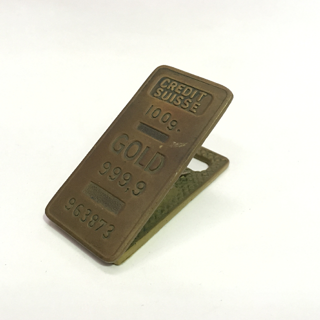 MONEY CLIP, Oversized Brass Credit Suisse