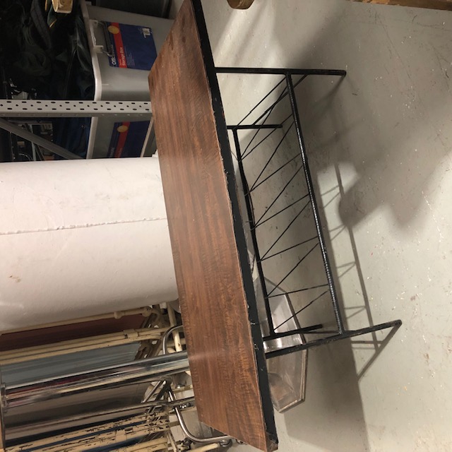 TABLE, Coffee Table - 1950s w Timber Top, 41.5cm x 92cm x 38cm H