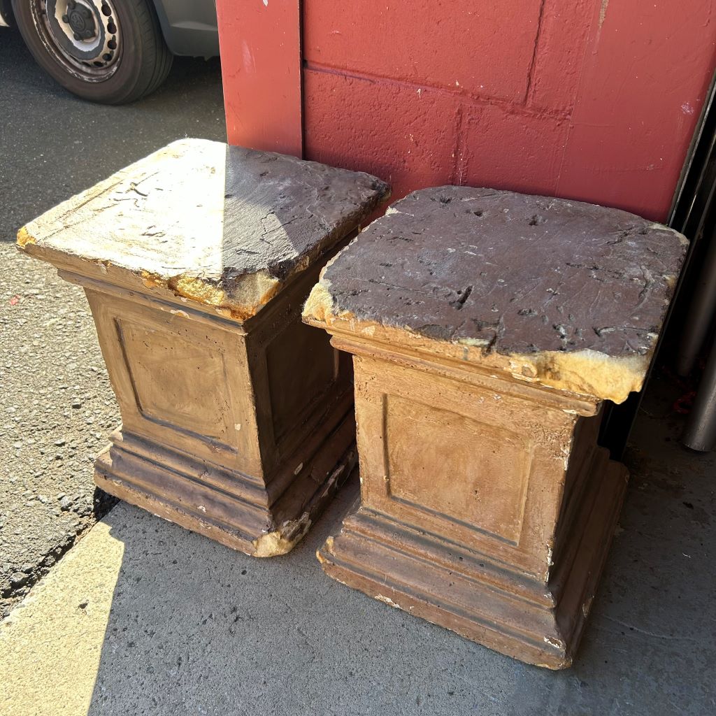 PLINTH, Square Faux Stone - 40cm W x 50cmH ( HAS DAMAGE )