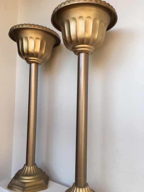 URN, 108cm High - Gold on Pedestal Base Urn (34cm Dia)