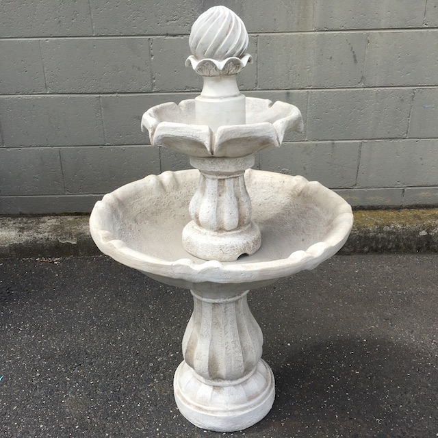 WATER FOUNTAIN, 3 Tier Whitewash Ivory 58 Dia x 90cm H
