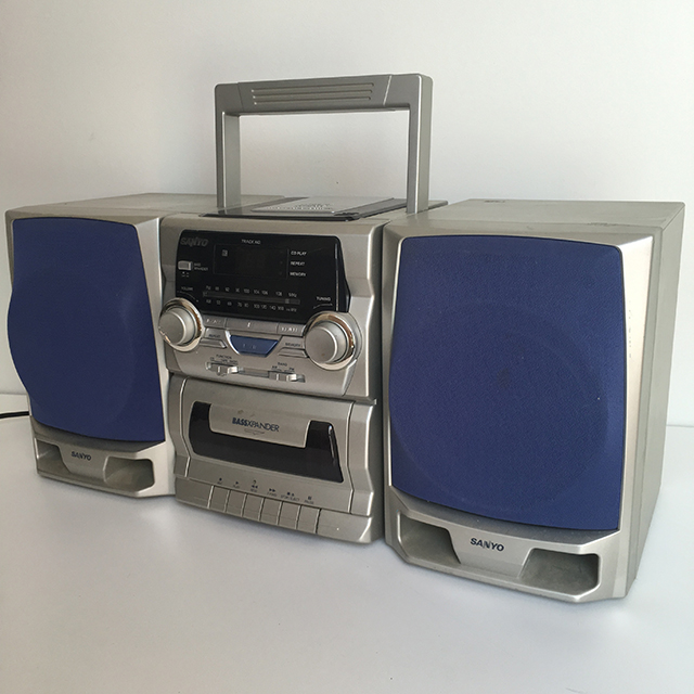 RADIO, Boombox - Silver Sanyo Blue Speakers