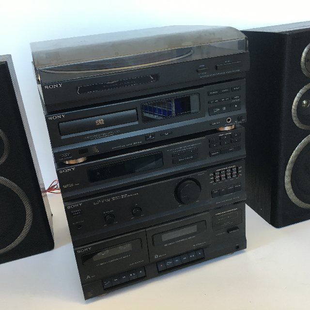 RECORD PLAYER, Stereo System 1990s Black Sony