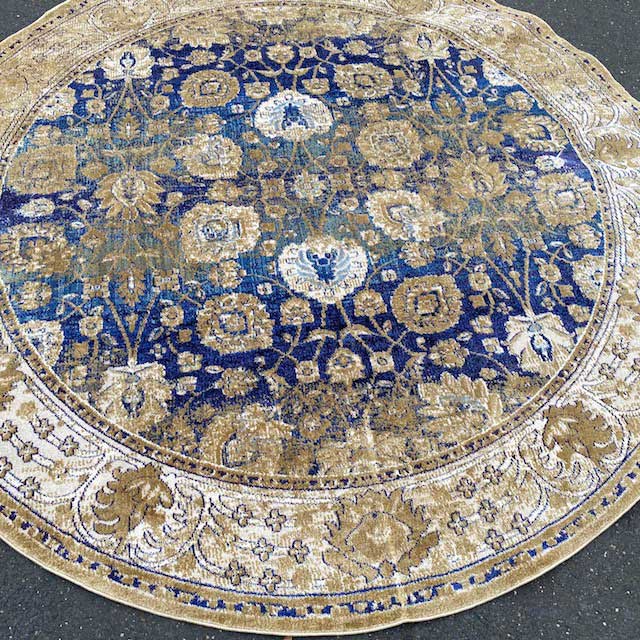 RUG #058, Vintage Faded Navy & Olive 245cm Round