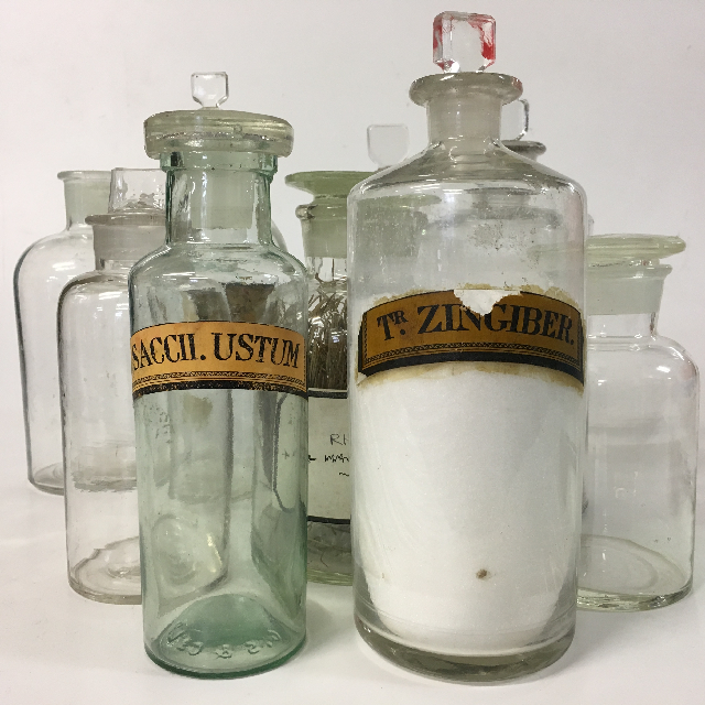 APOTHECARY BOTTLE, Clear Glass Assorted Large,  APO0003 Assorted Medium