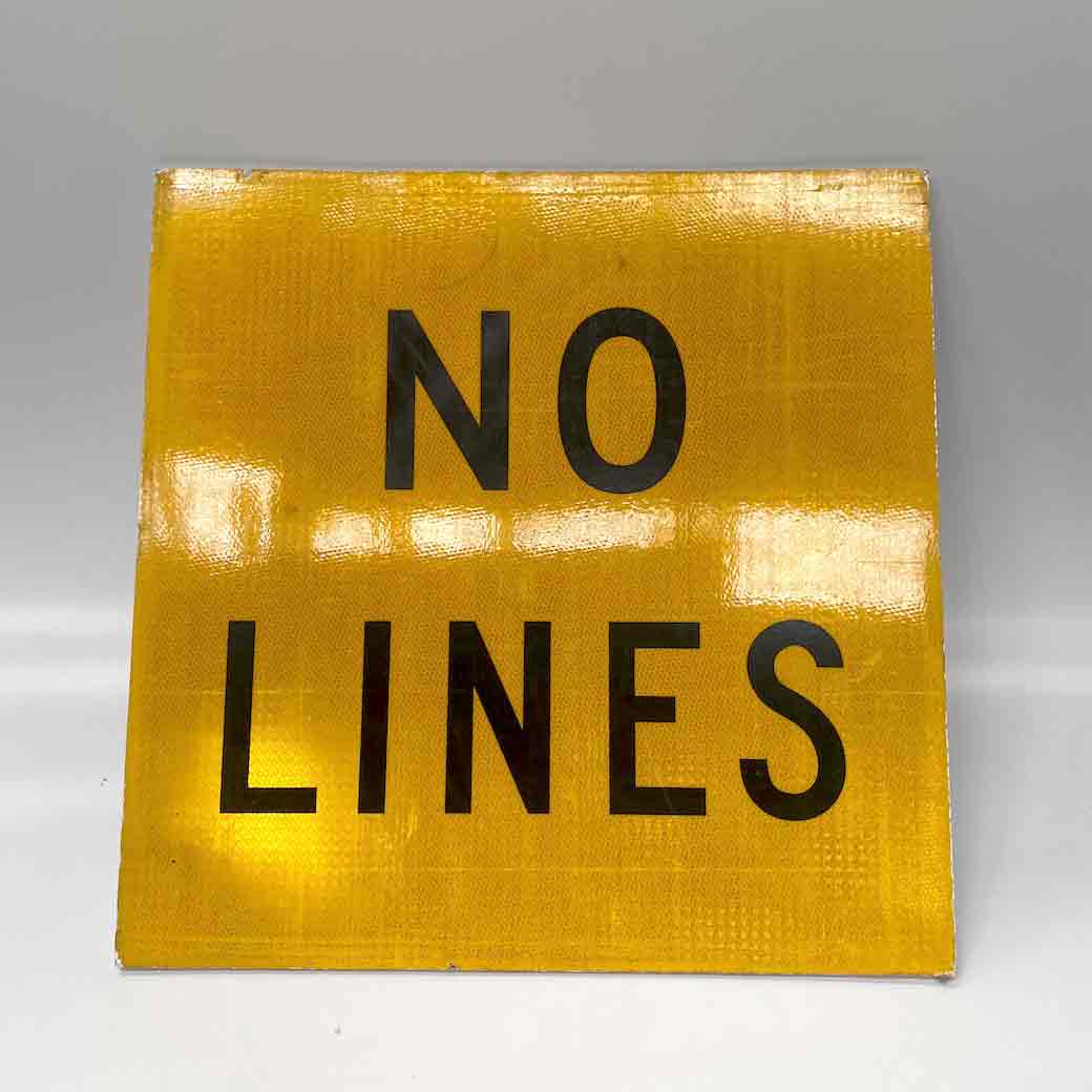 SIGN, Road Sign - No Lines Yellow Reflector 60 x 60cm