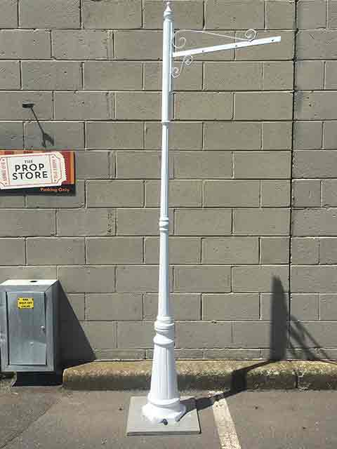 SIGN POST, Decorative White 2.4m H w Ornate 60cm Arm (Freestanding)