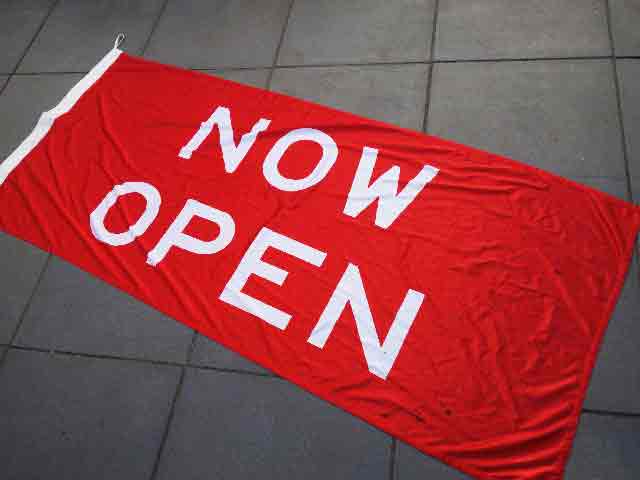 SIGN, Real Estate Flag - Red Now Open Flag 80 x 180cm
