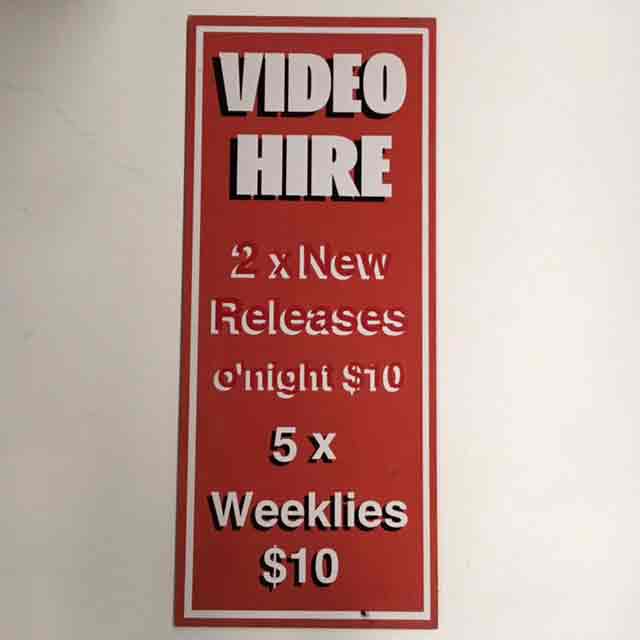 SIGN, Store - Video Hire Red 38 x 90cm