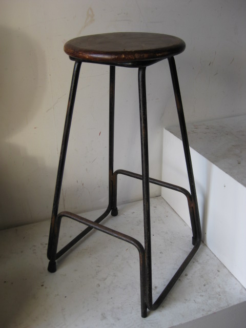STOOL, Bar Stool -  Dark Timber Seat with Black Iron Legs