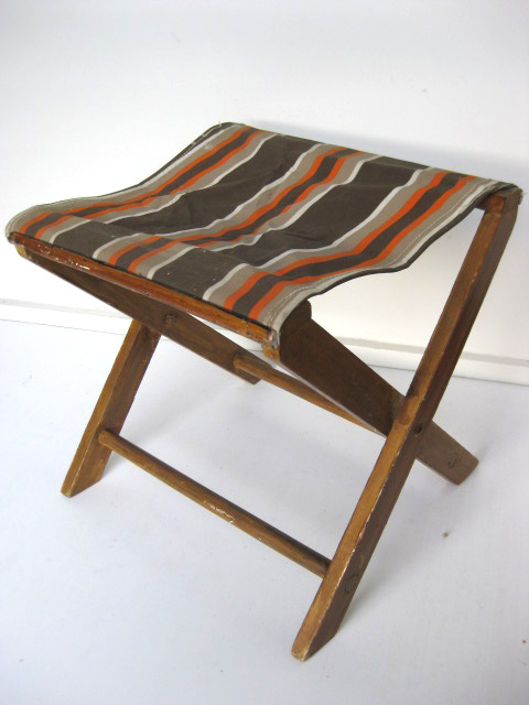 STOOL, Camp - Timber Folding Brown & Orange
