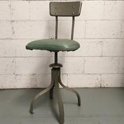 STOOL, Industrial Swivel Grey Green