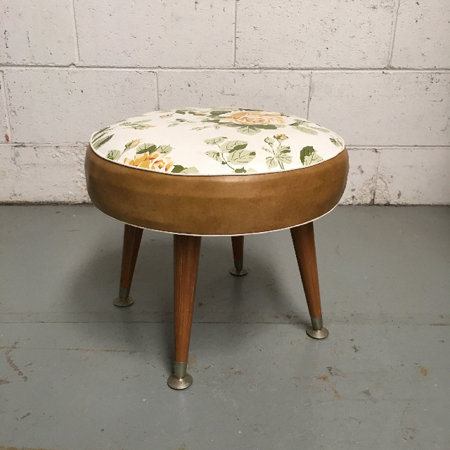 STOOL, 1950s Low Floral Stool