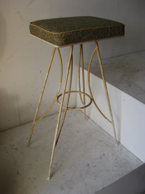 STOOL, 1950s Mustard Black Speckle Seat