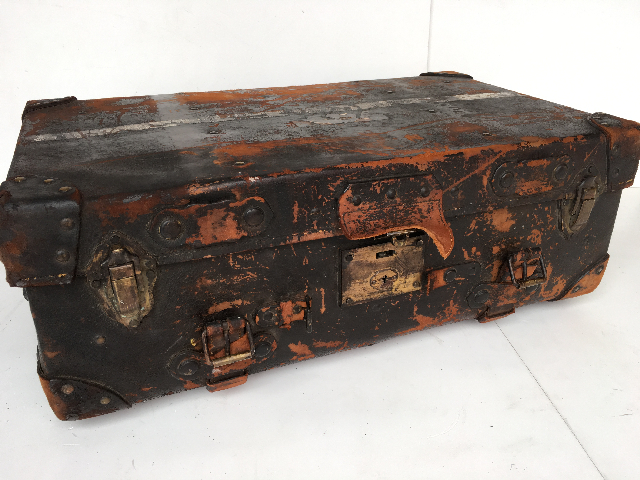 SUITCASE, Vintage Style X-Large Aged Brown Leather (32x50x84cm L)