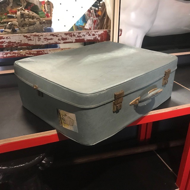 SUITCASE, Large Green Permacase - 1960s w Stickers 