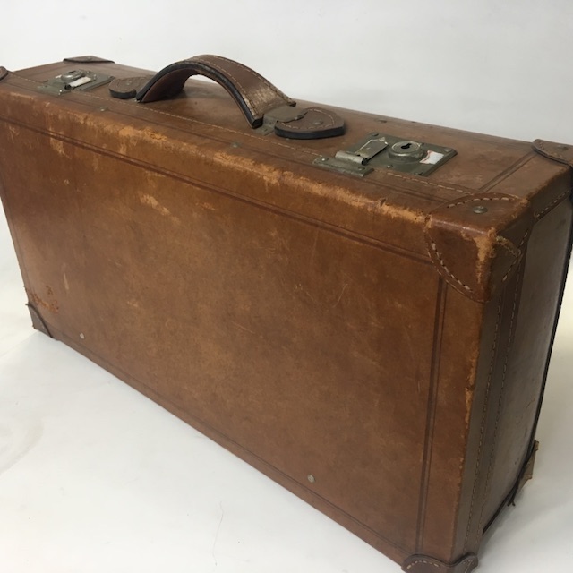 SUITCASE, Vintage Style - Medium Brown Leather (Japanese Style)