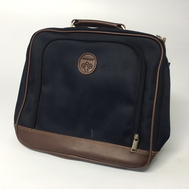 SUITCASE, Cabin Bag - Navy Airport w Brown Trim