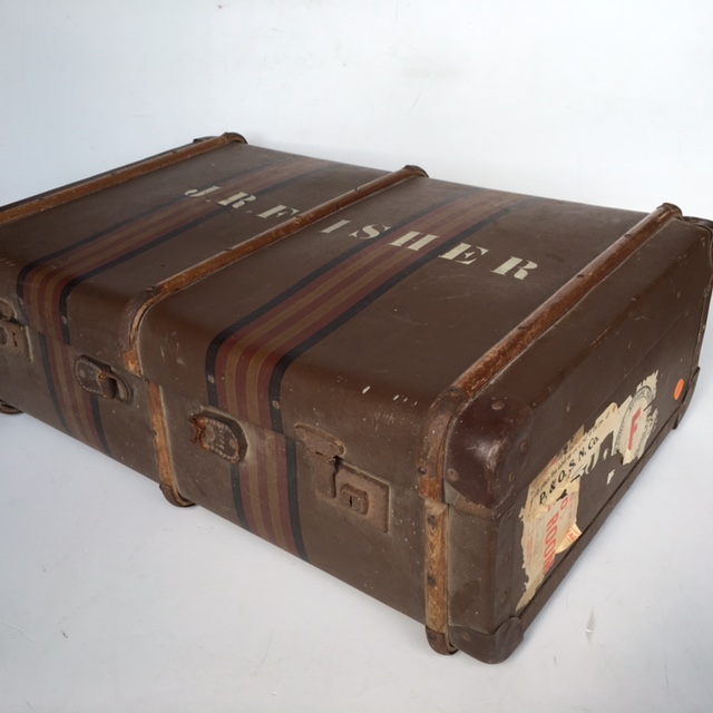 SUITCASE, Vintage Style X-Large Brown Stripe - JR Fisher