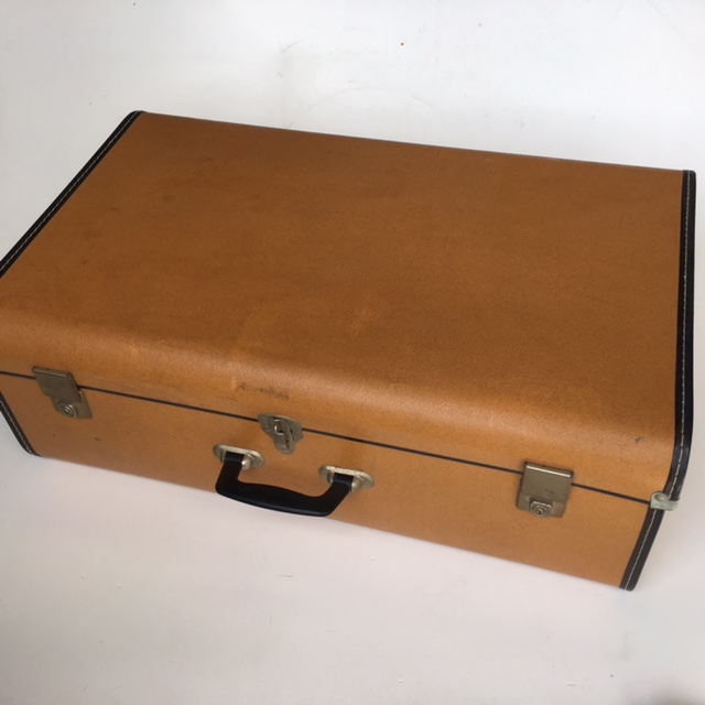 SUITCASE, Vintage Style - Medium Tan Hardcase