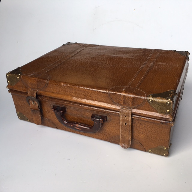 SUITCASE, Vintage Style - Small Glossy Tan Hardcase