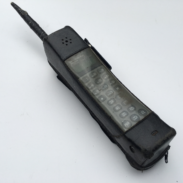 PHONE, Mobile 1980s Brick Phone in Leather Case (Worn)