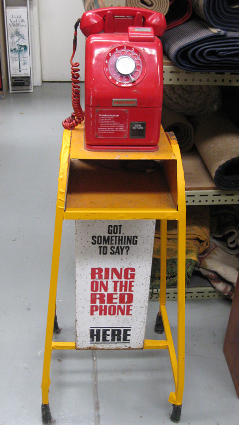 PHONE, Public Telephone Red on Orange Stand
