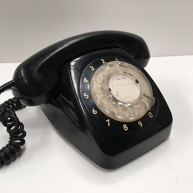 PHONE, Telephone 1960s Black Rotary Dial