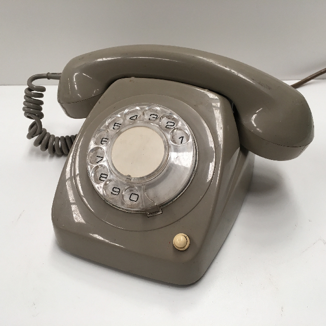 PHONE, Telephone 1970s Grey Rotary Dial
