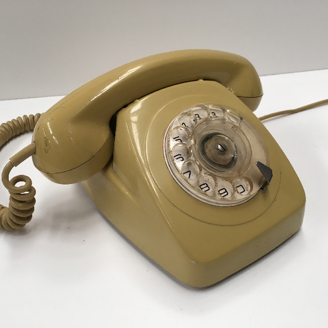 PHONE, Telephone 1970s Mustard Rotary Dial