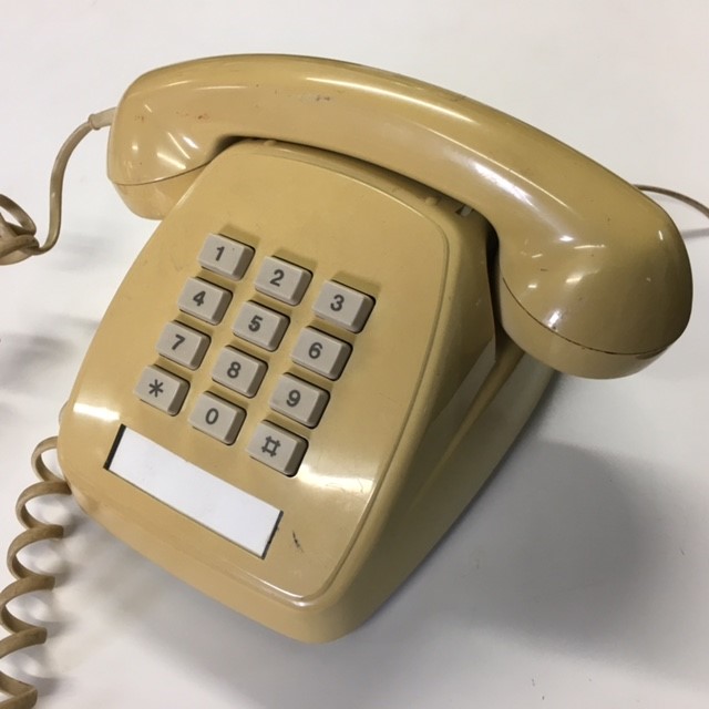 PHONE, Telephone 1980s Mustard Push Button