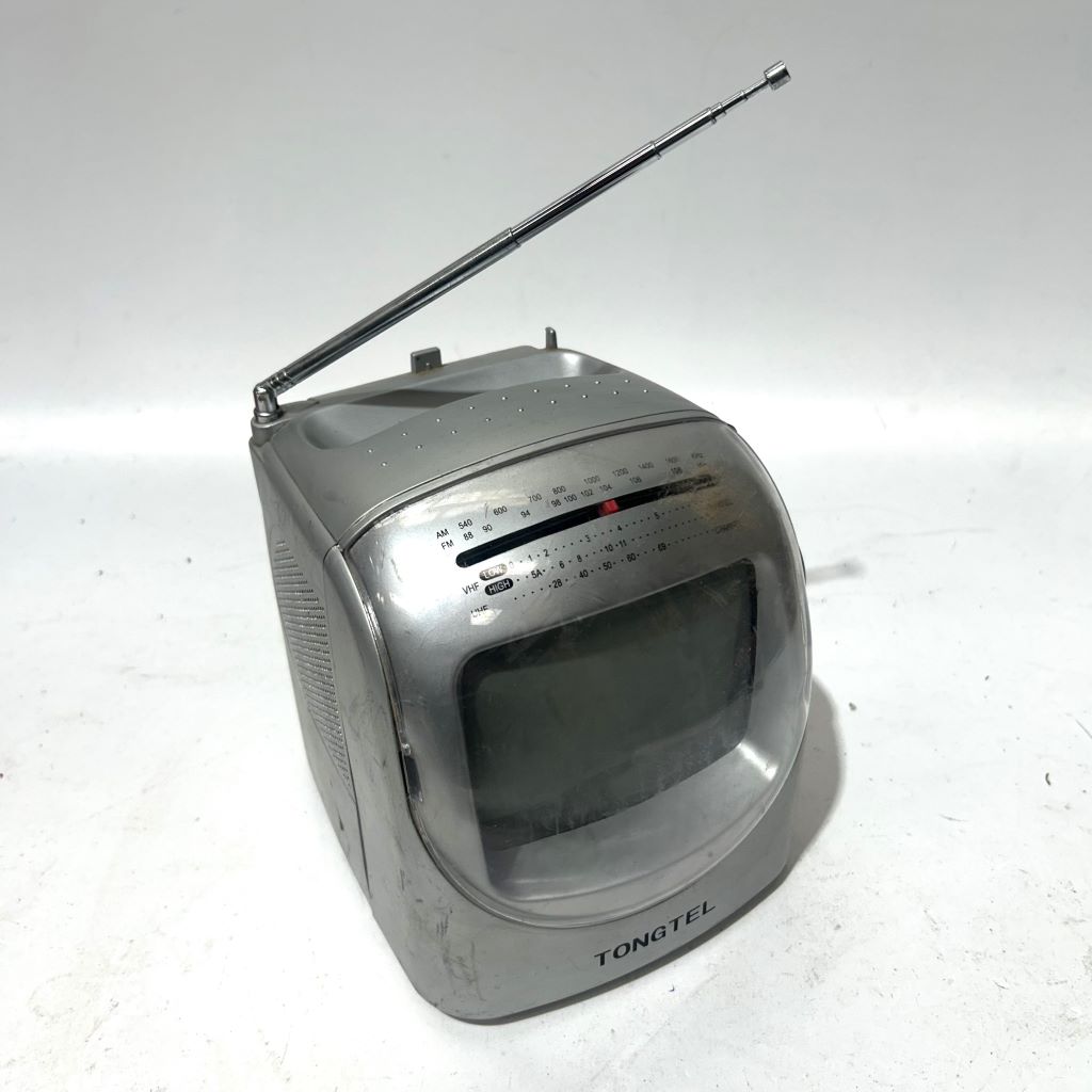 TELEVISION, Silver Portable TONGTEL 17cm x 15cm x 17cmH