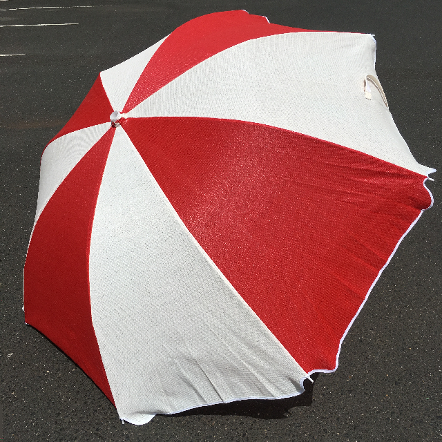 UMBRELLA, Beach - Red & White Mesh (shadecloth)