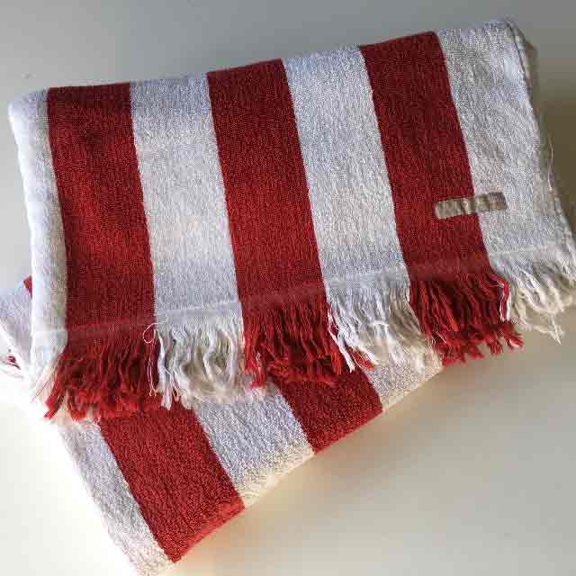 TOWEL, Beach - Red & White Stripe