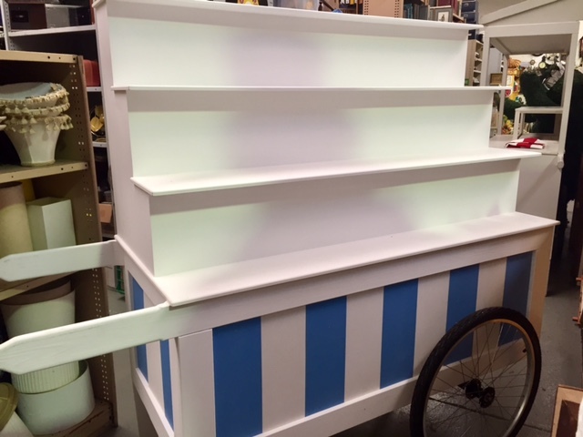 CART, White w Blue Stripe - Large 2m L x 80cm x 1.65m H