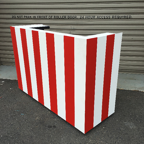 CART, Ticket Booth Red White Stripe 1.6m W x 60cm x 1.1m H