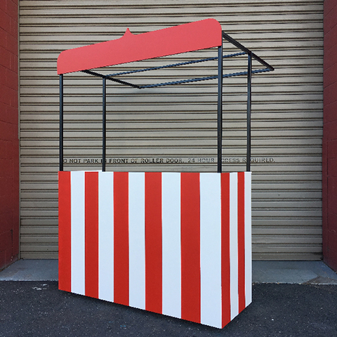 CART CANOPY, Black Metal Frame w Red Awning
