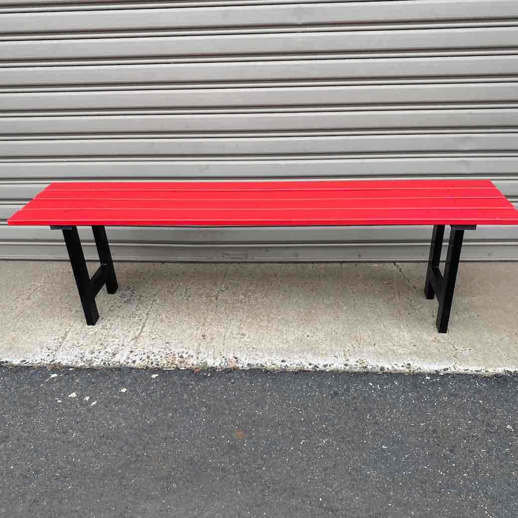 BENCH, Slatted Timber - Red 1.8m Long x 50cm High