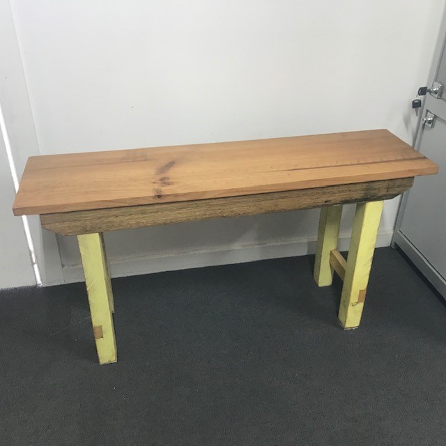 BENCH, Timber - Natural & Yellow 87.5cmL x 24cm x 45cmH