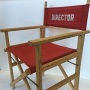 CHAIR, Directors Chair - Red Canvas & Bamboo (Small Lettering)