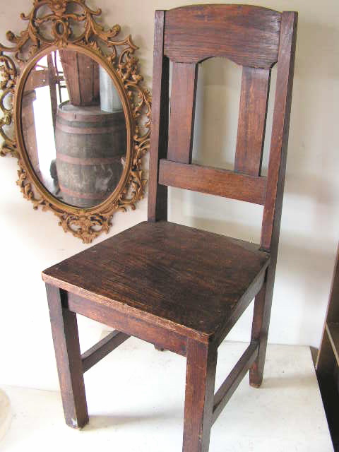 CHAIR, 1940s Straight Back Stained Timber