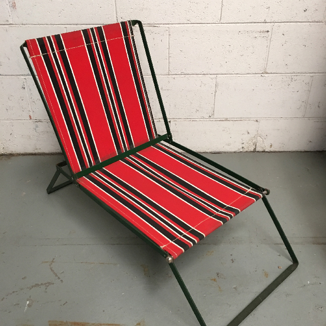 CHAIR, Deck Chair - Vintage Red & Green, Metal Frame