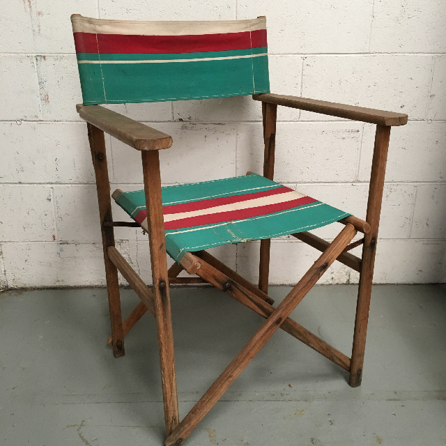 CHAIR, Steamer Chair - Green, Red Vintage